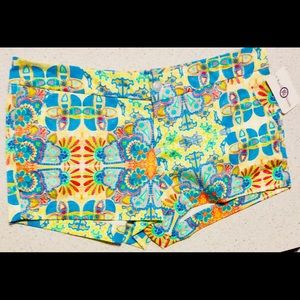 Kaeli Smith Floral Shorts Size 10 Yellow Blue